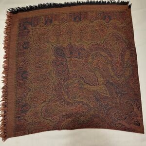 Perry Ellis Multicolor Textured Scarf 52 in by 52 in 100 % Wool Made In Japan